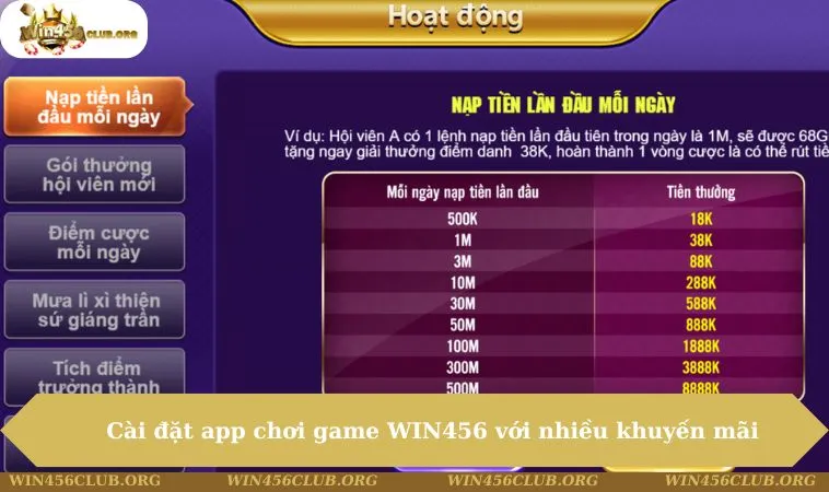 Tải App WIN456 190 Cài đặt app chơi game WIN456 với nhiều khuyến mãi