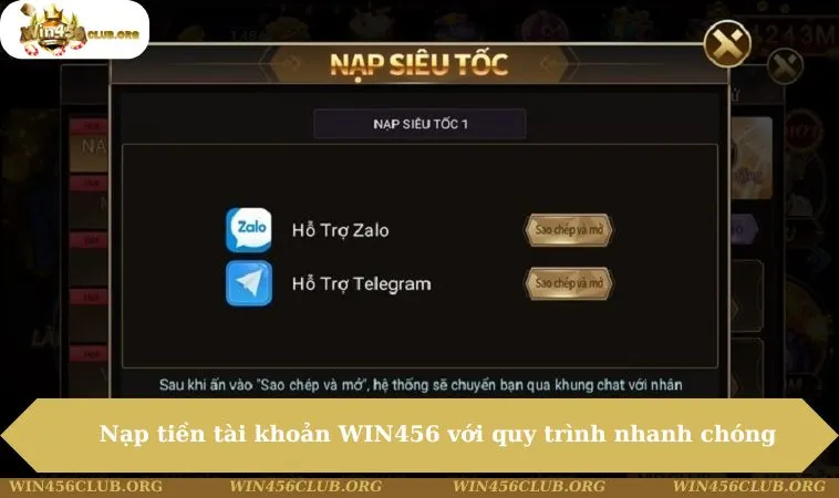 Nạp Tiền WIN456 200 Nạp tiền tài khoản WIN456 với quy trình nhanh chóng