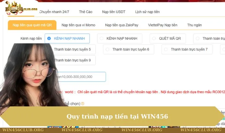 Trang chủ 14 Quy trình nạp tiền tại WIN456